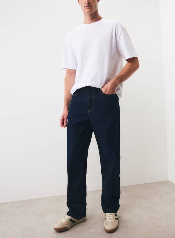 Dark Mid Denim Relaxed Straight Jeans 34R